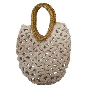 Stella Pardo Macrame Tote Bag Gold Handle Handmade Sustainable Chic